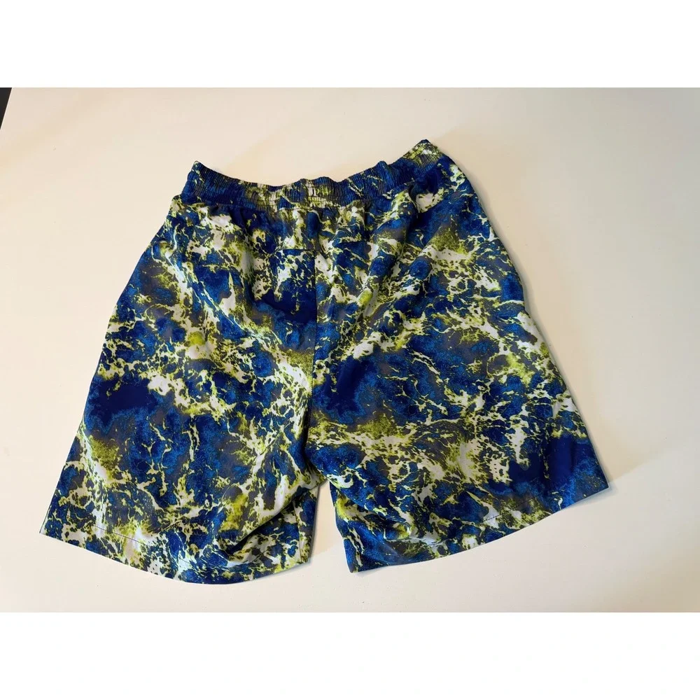 Champion Mens Blue Lime Green Marble Tie Dye Athletic Gym Shorts Size Small - Picture 3 of 3